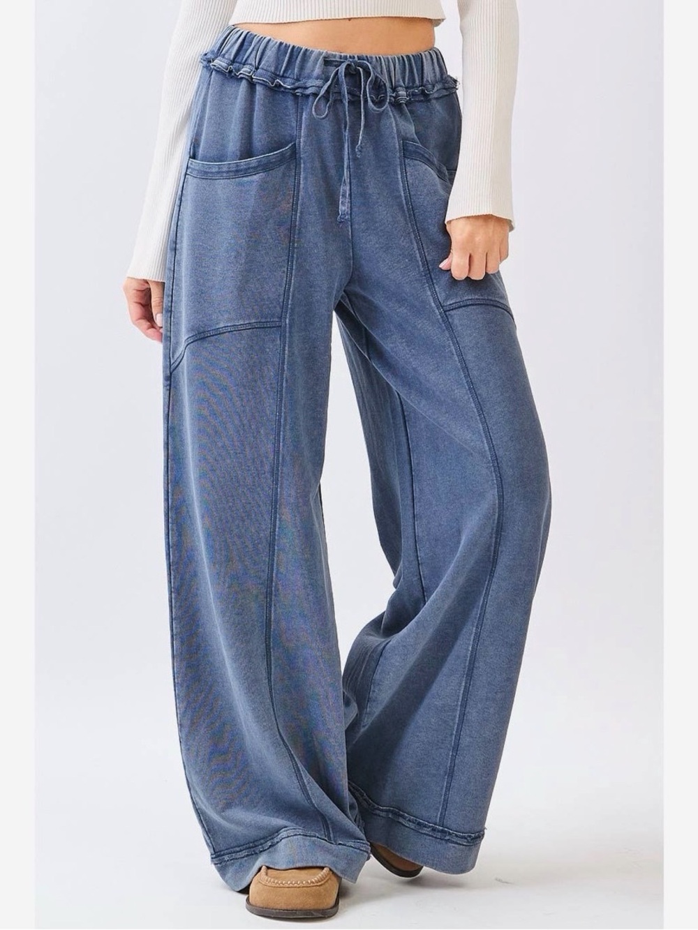 Denim Mineral Washed Terry Pants